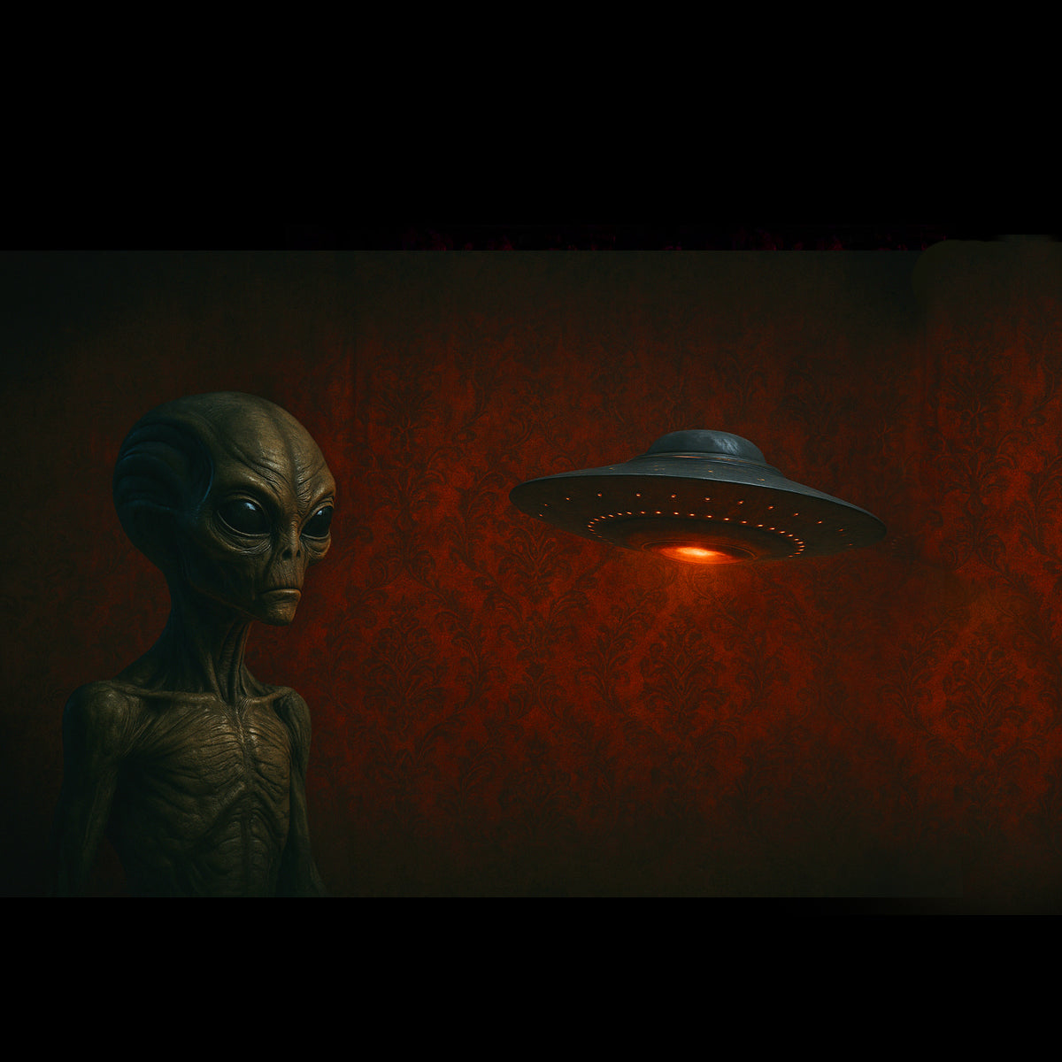 our best-selling alien Halloween prop in a spooky setup