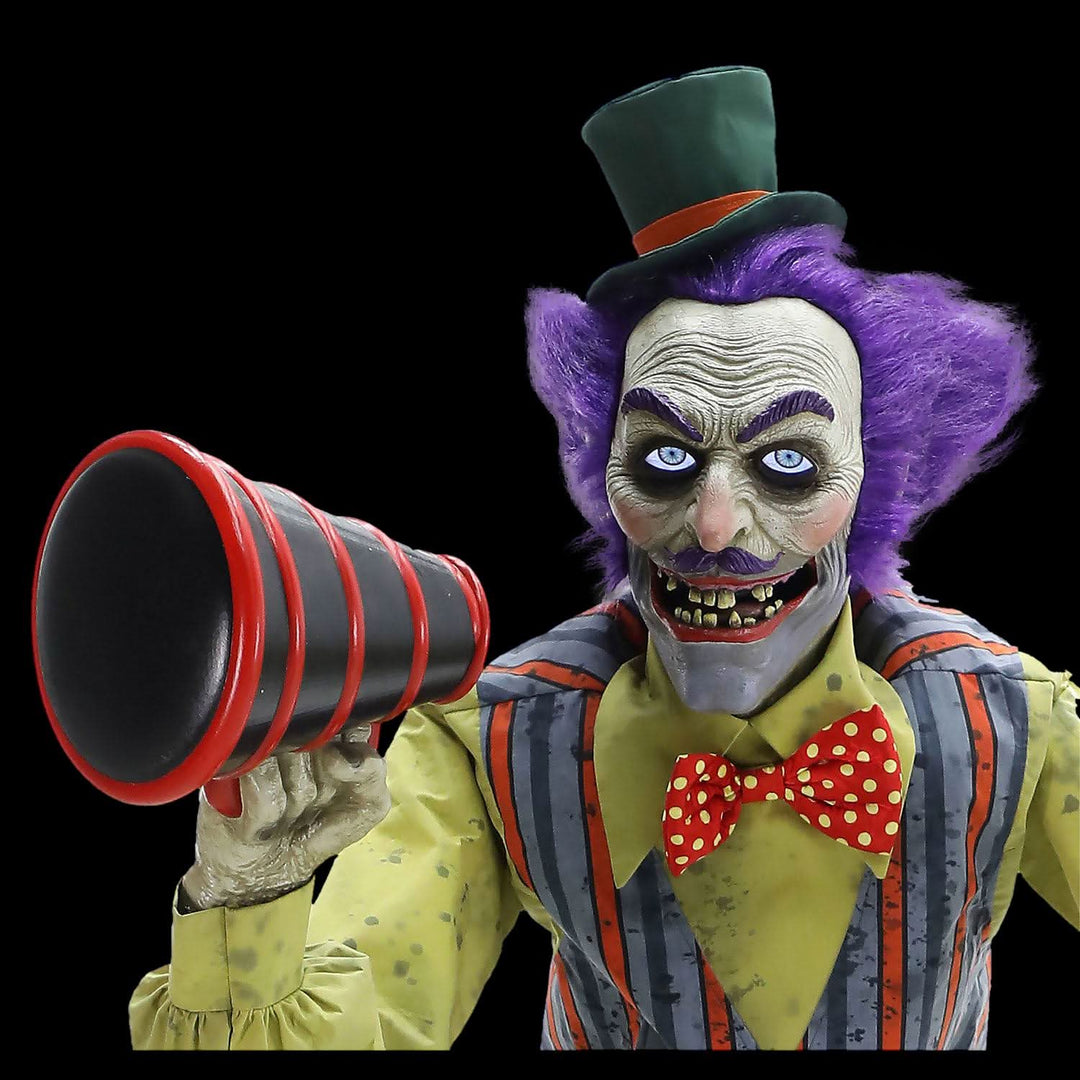 Animated Halloween 6" Carnival Barker  close up