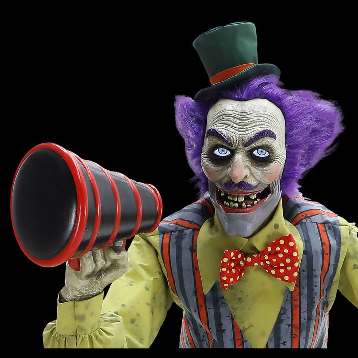 Animated Halloween 6" Carnival Barker  close up