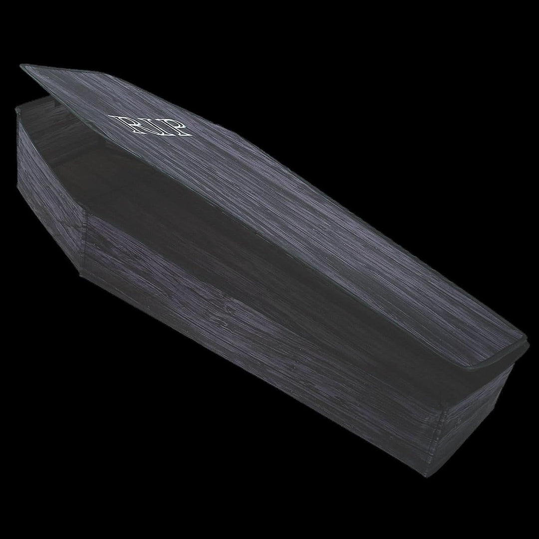 60" Wooden-Look Black Coffin With Lid Halloween Decoration