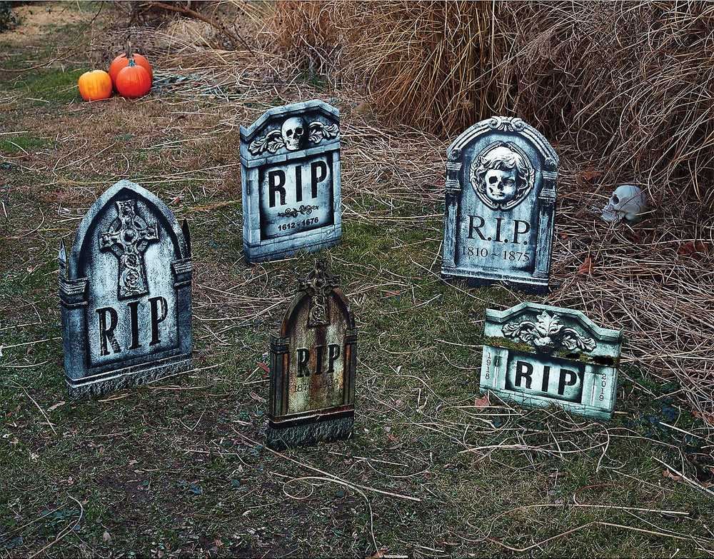 Photo-Realistic Tombstone Halloween Decorations Set