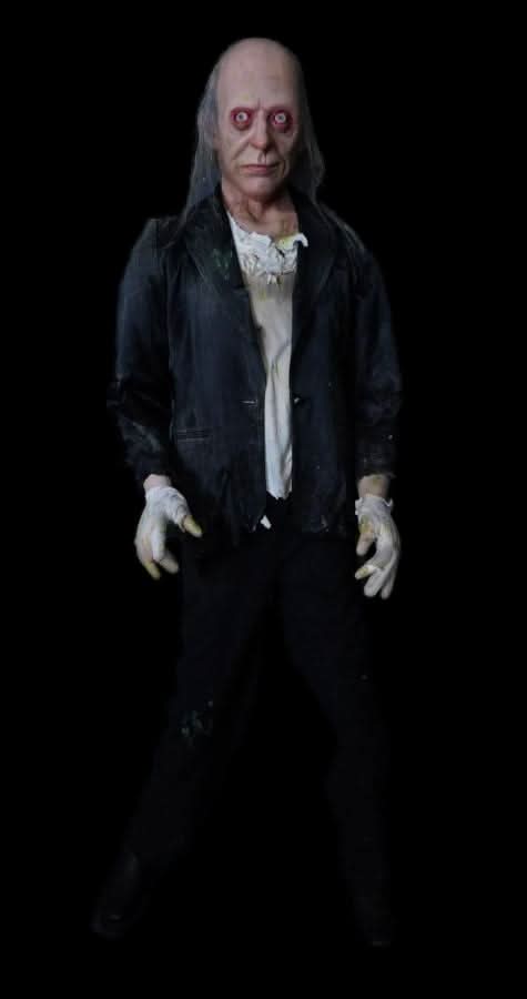 Realistic Creepy Edgar Halloween prop – professional full-body figure for haunted house displays.