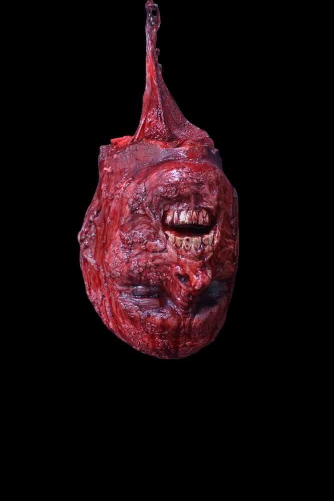 Hanging Skinned Head Halloween Prop