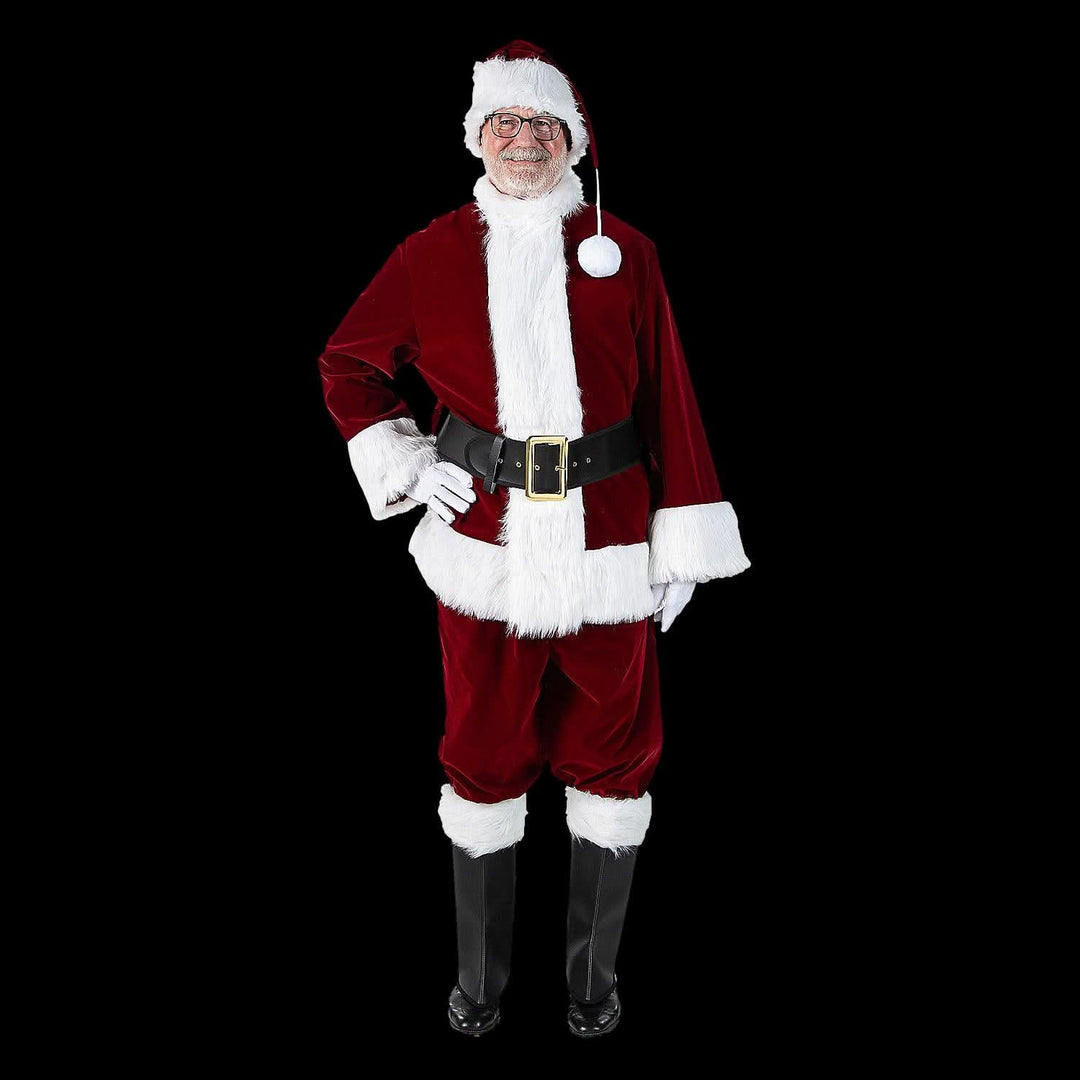 Men's Burgundy Velvet Santa Suit Costume