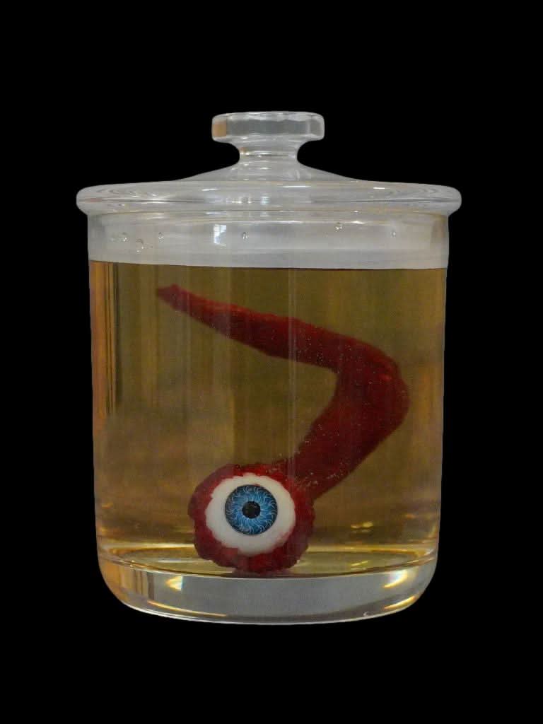 Nerve Eye in Specimen Jar Halloween Prop