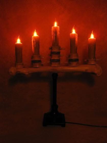 "Candelabra Table Top Halloween Prop w/ 5 Flicker Candles" Haunted House Lighting