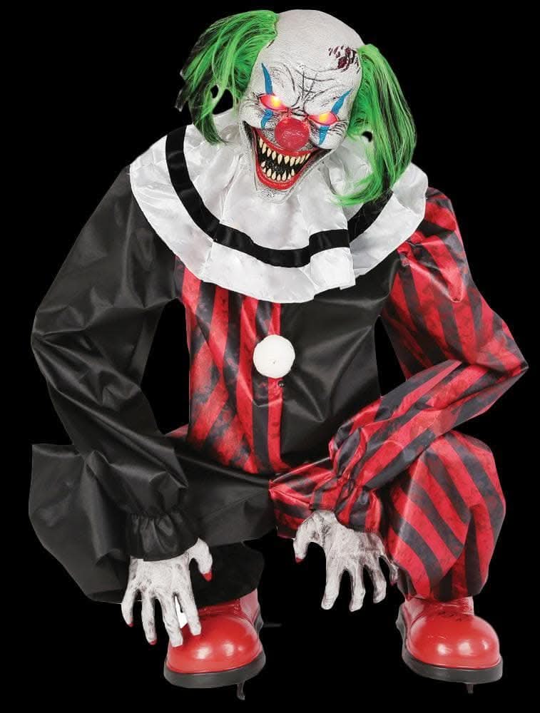 "Crouching Clown Red" Electric Animated Skeleton Halloween Prop