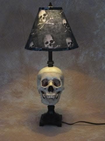 "Desk Lamp with Life-size Skull and Bone Shade" Haunted House Lighting