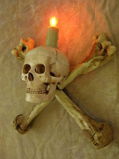 "Humerus Bone Wall Sconce with 3 inch Skull" Haunted House Lighting