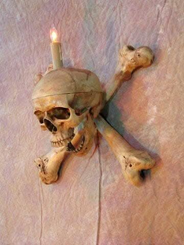 "Skull/Femur Bone Wall Sconce" Haunted House Lighting