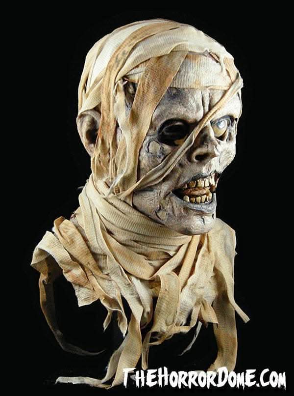 Detailed close-up of Mummy Mask's facial features