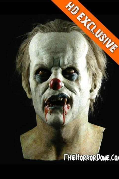 Eerie depiction of the Vampire Clown post-transformation from circus performer Mask
